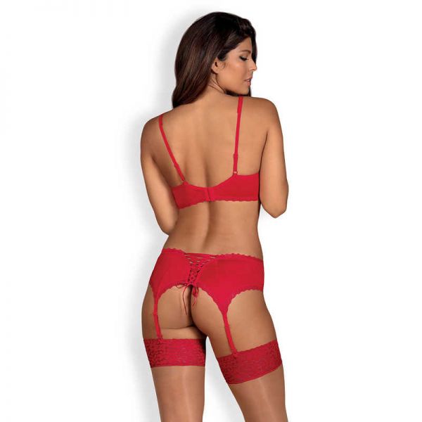 Комплект Obsessive Jolierose 3-pcs set red L / XL