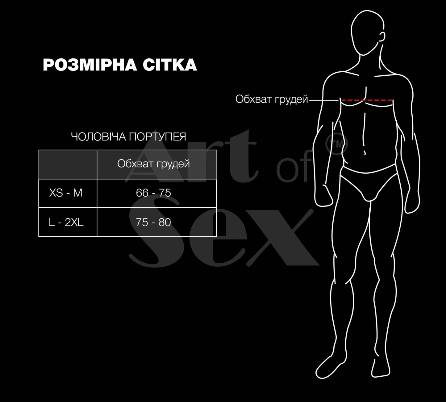 Чоловіча портупея Art of Sex - Spartacus, екошкіра, колір червоний, розмір XS-M