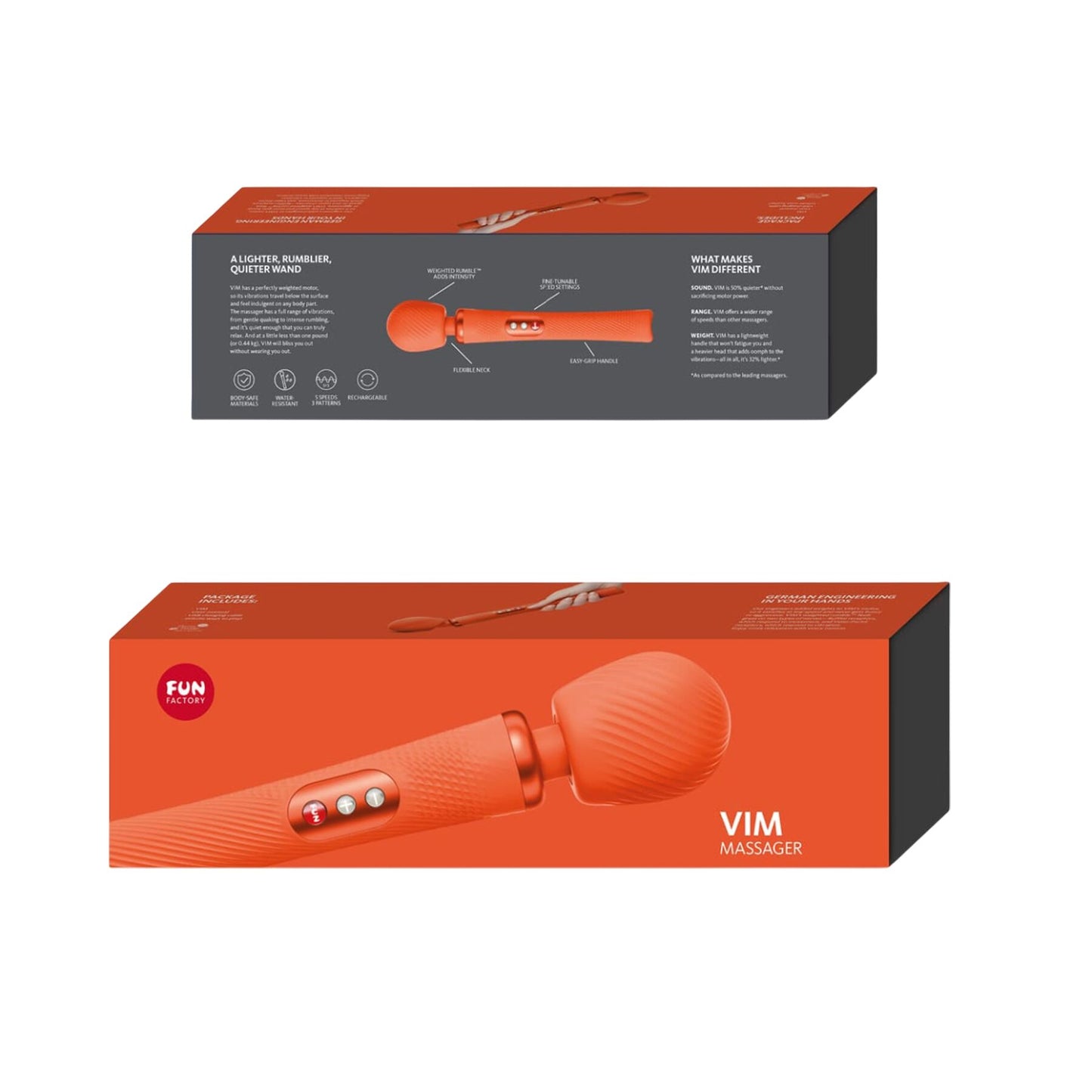 Вібромасажер Fun Factory VIM Vibrating Wand sunrise orange, суперпотужний та легкий, до 6 годин роботи