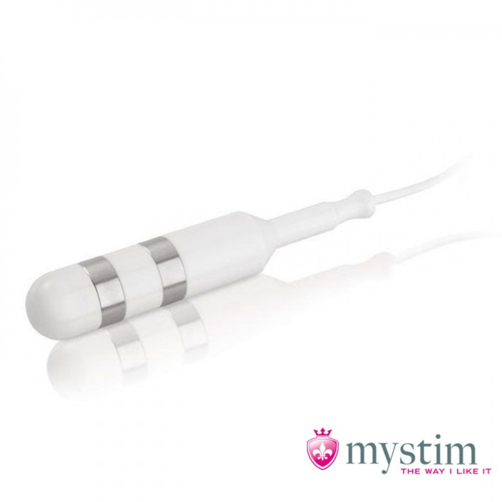 Електростимулятор анально-вагінальний Mystim Don Juan, білий, 14 х 2.5 см