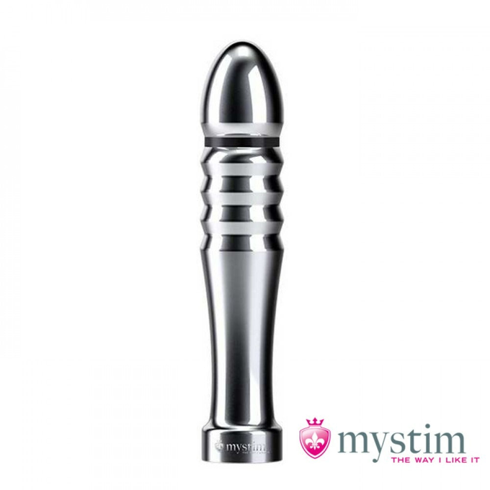 Фалоімітатор з електростимуляцією Mystim срібний, 13 х 2.6 см