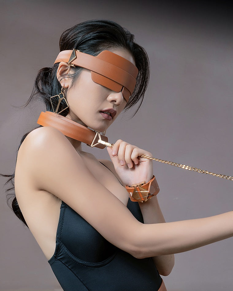 Маска на очі шкіряна Коричневий Lockink