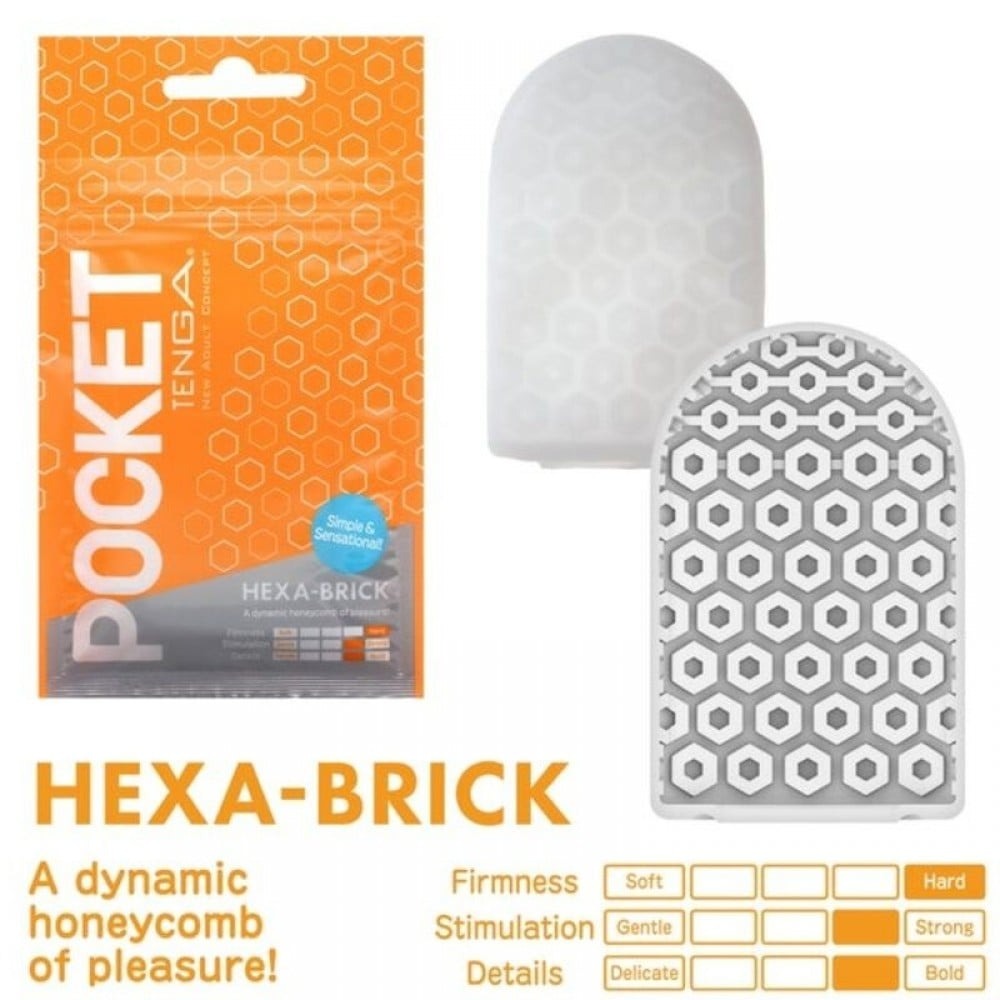 Міні мастурбатор нереалістичний Tenga Pocket Hexa-Brick, з рельєфом, білий