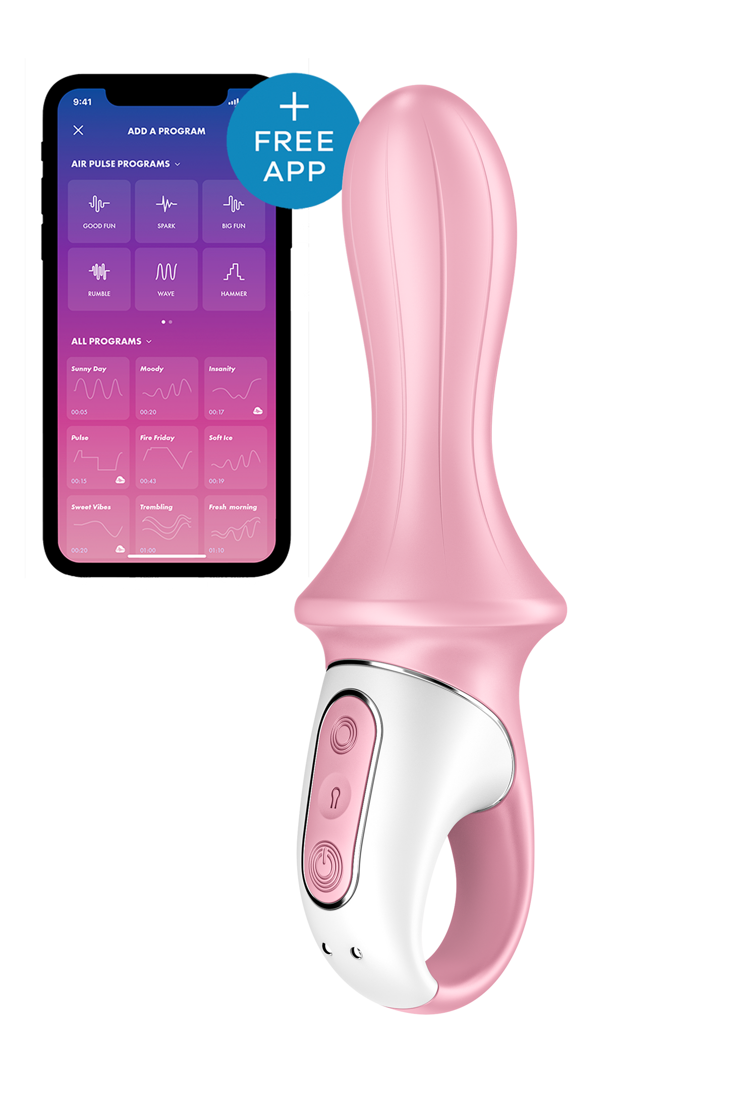 Надувний анальний смарт-вібратор Satisfyer Air Pump Booty 5 Connect App рожевий