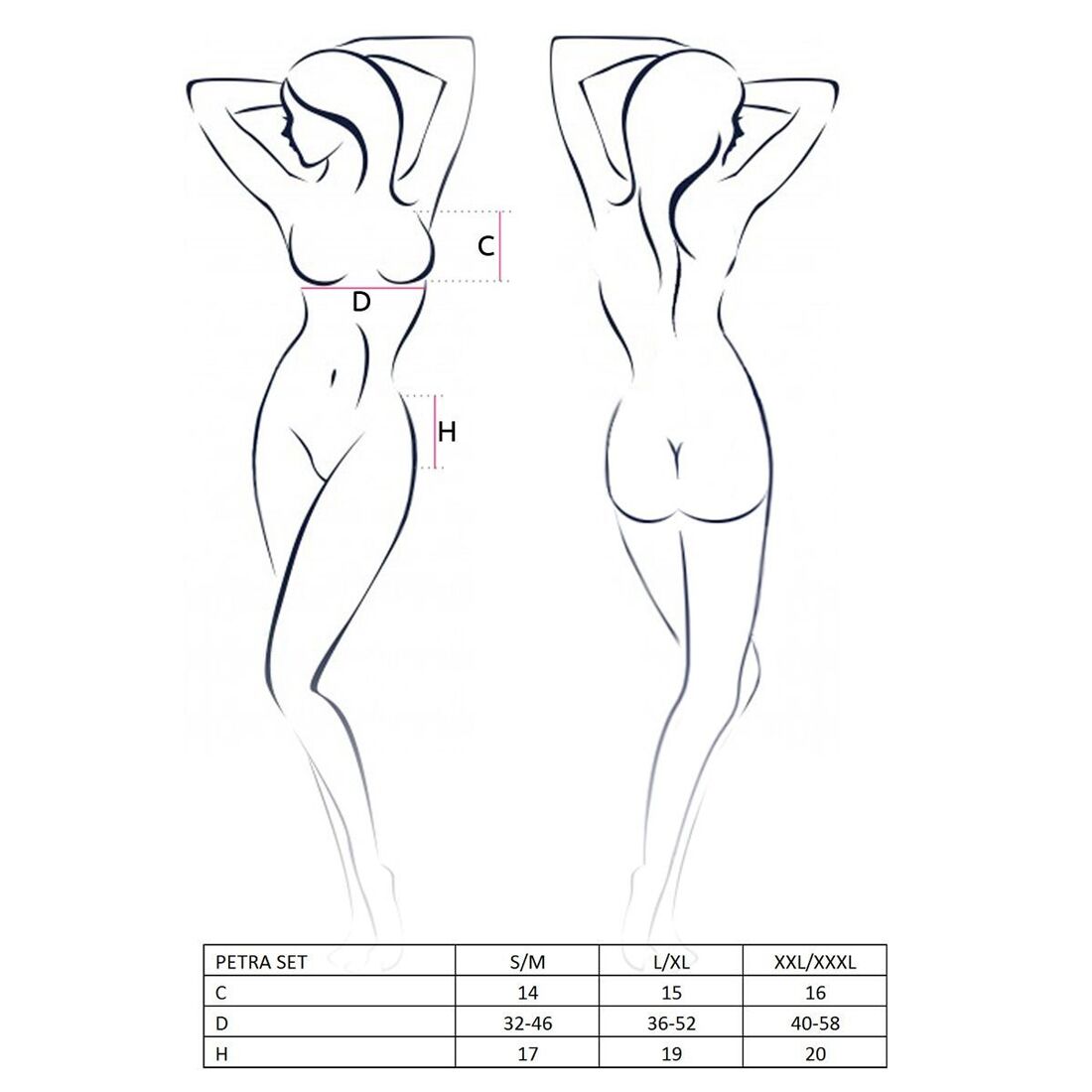 Комплект білизни Passion Exclusive PETRA SET L/XL, black, стрінги, широкий пояс, ліф-топік