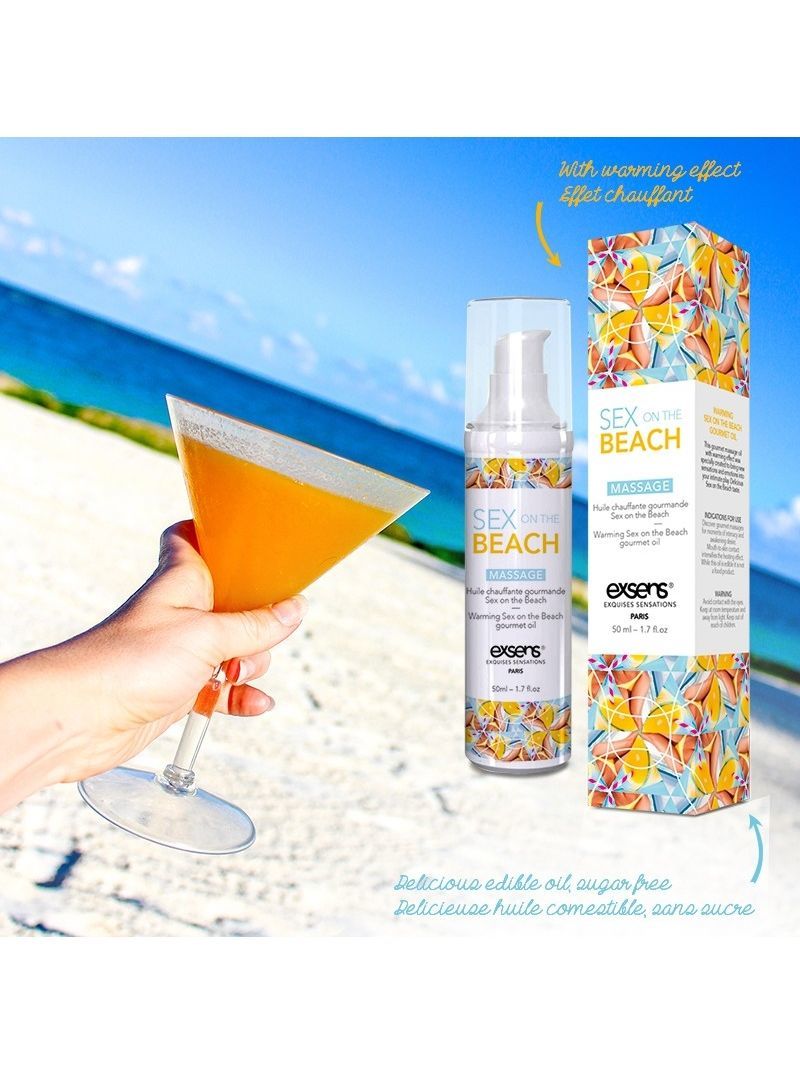 Масажна олія EXSENS Sex on the Beach 50мл розігрівальна, без цукру, без парабенів, їстівна