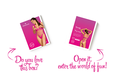 Сітчастий бодістокінг із поздовжніми вирізами Obsessive B121 teddy S/M/L, рожевий