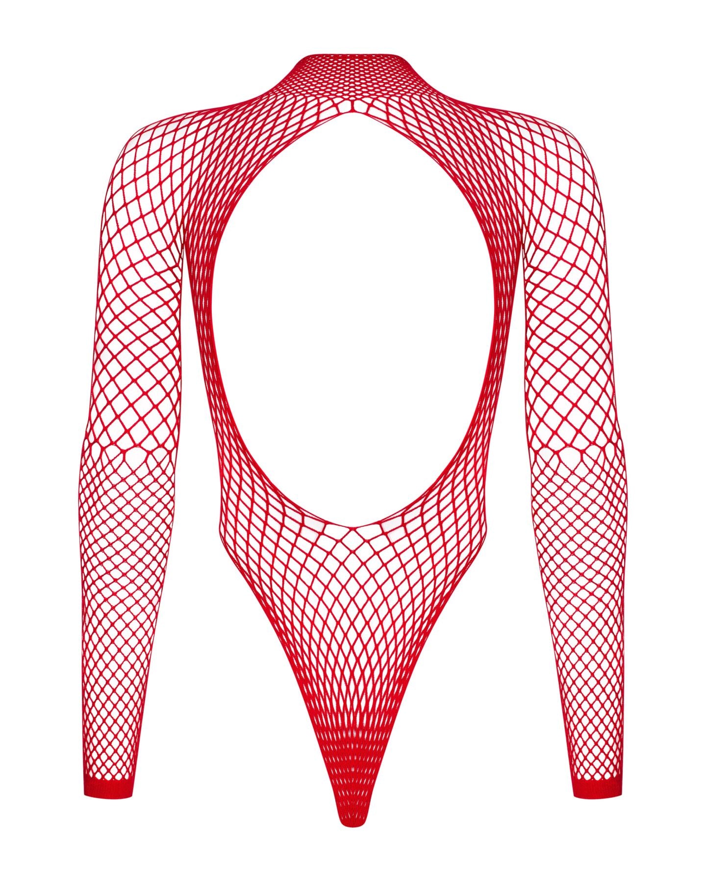 Сітчастий бодістокінг із довгим рукавом Obsessive B126 teddy red XL/XXL, червоний