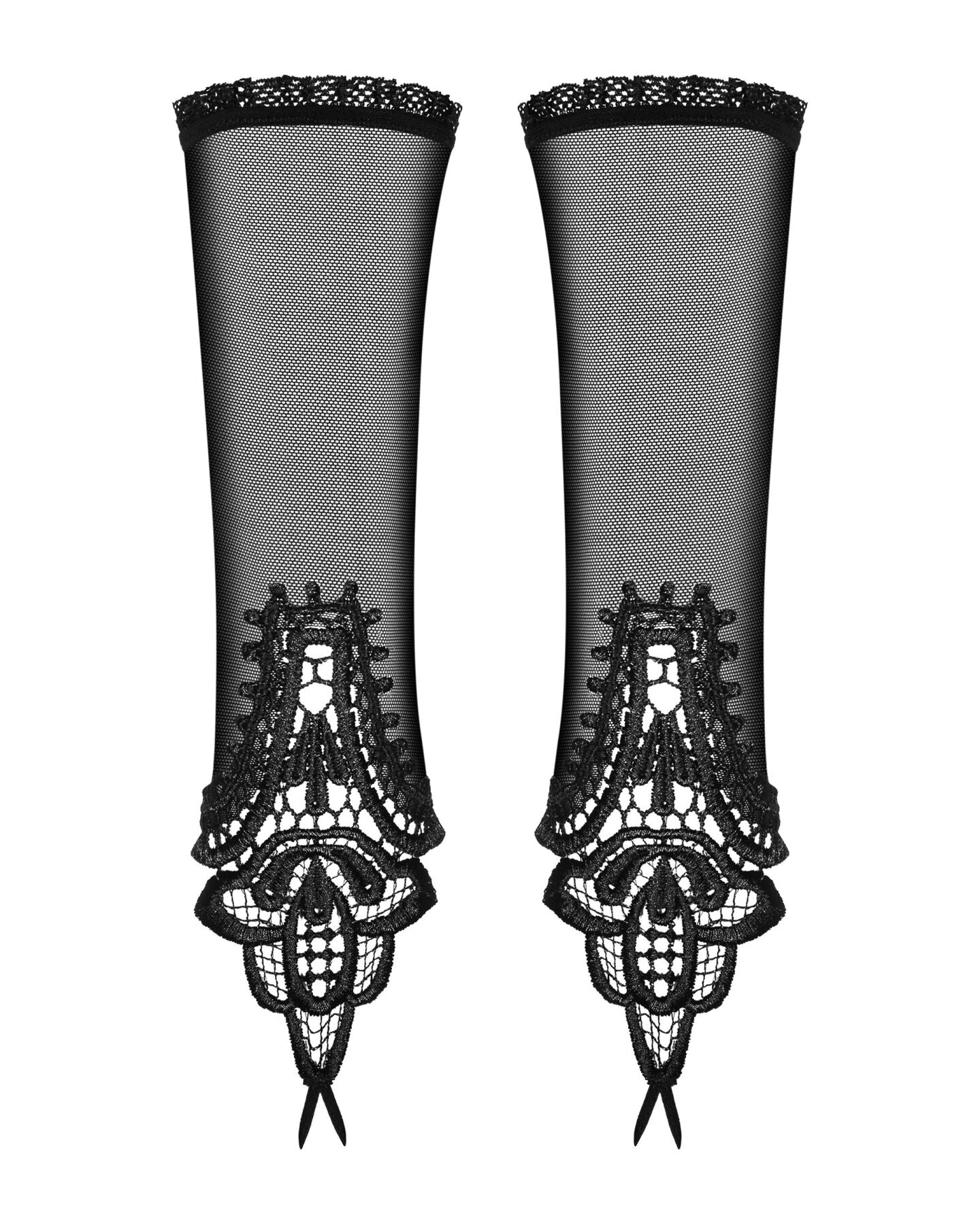Сітчасті мітенки з мереживом Obsessive Luiza mittens One size, чорні