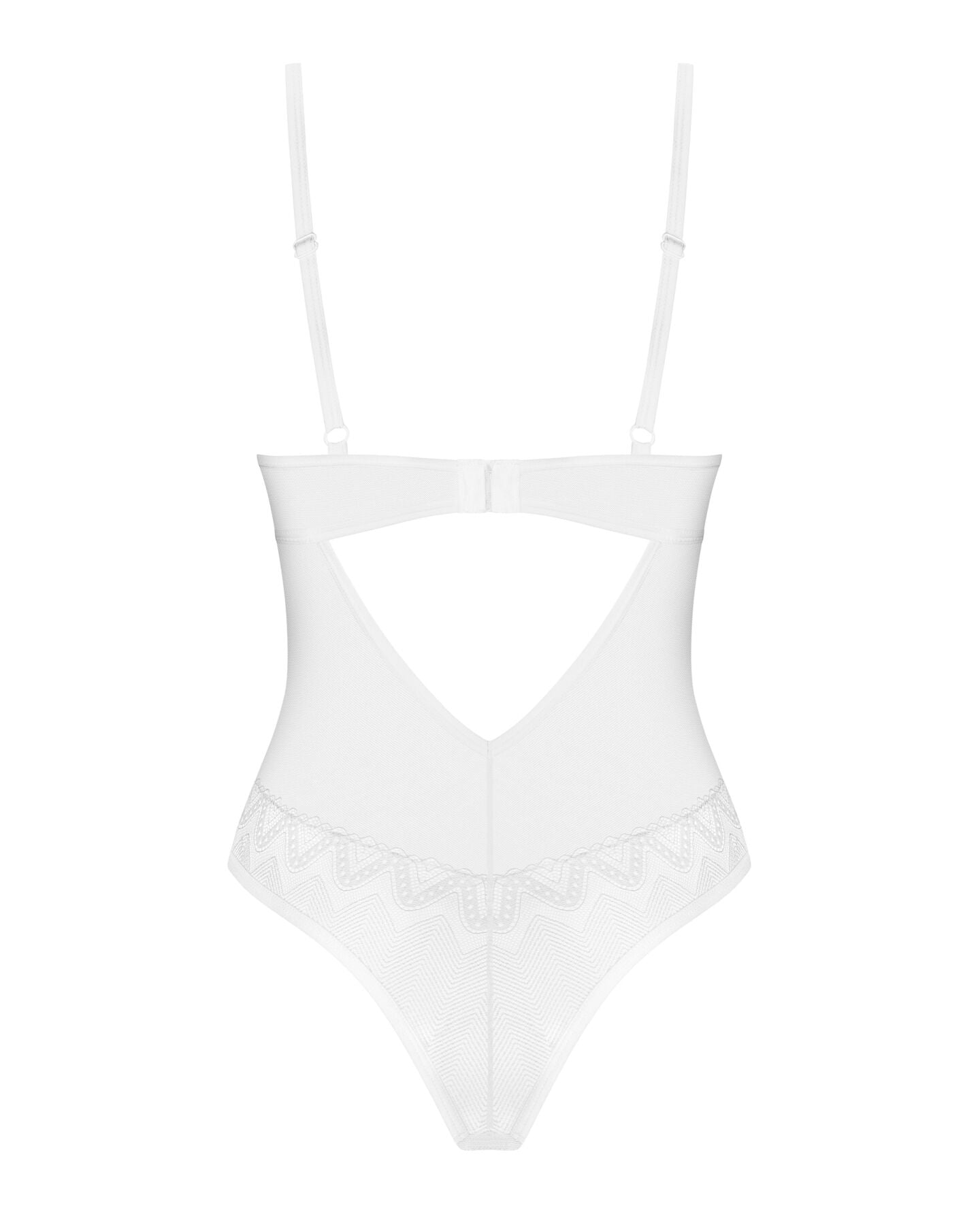 Боді Obsessive Alissium Teddy White, XS/S, ліф з м’якою чашкою, високі вирізи для ніг