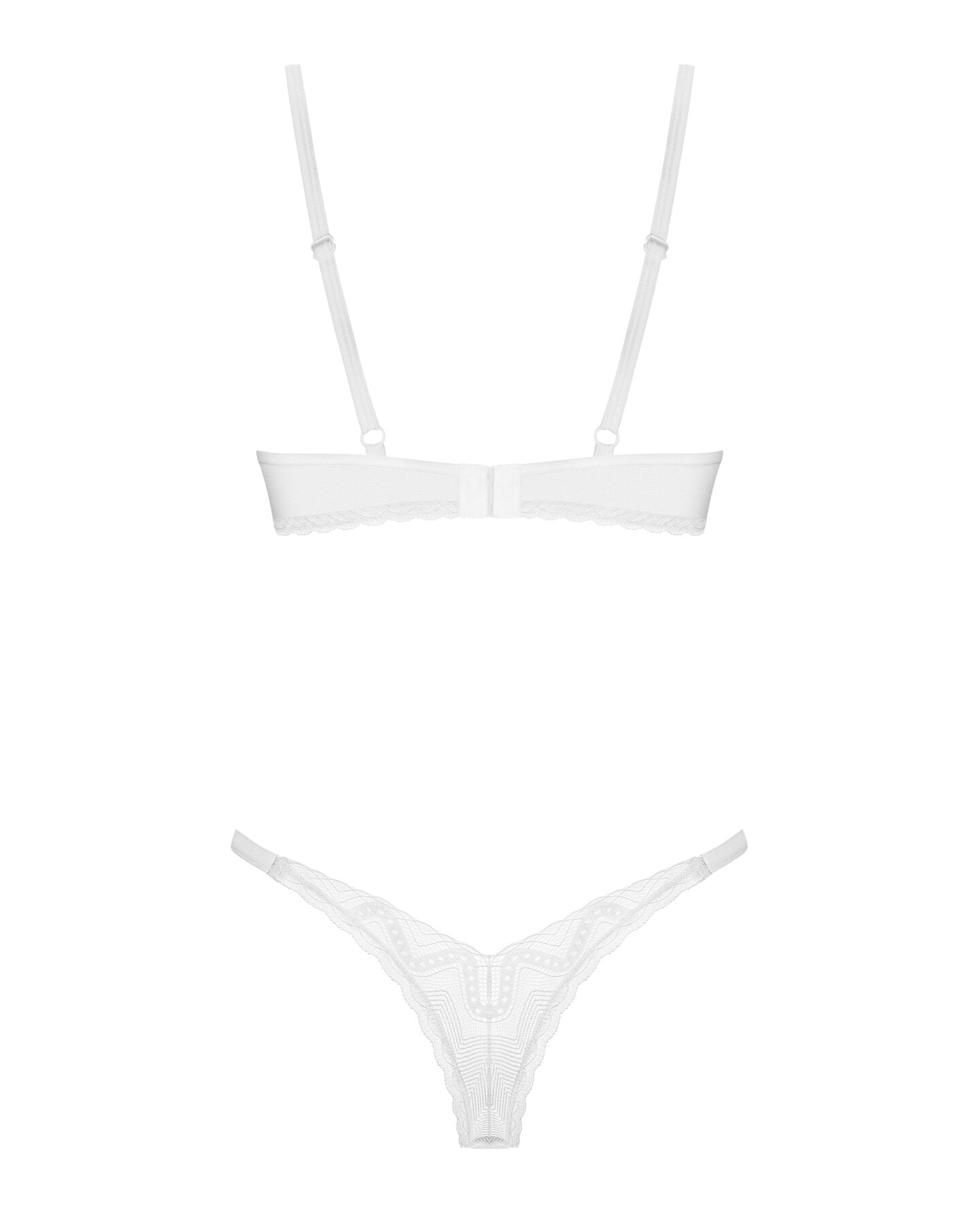 Комплект Obsessive Alissium 2-pcs set, M/L, мереживо, ліф з м’якою чашкою, трусики танга