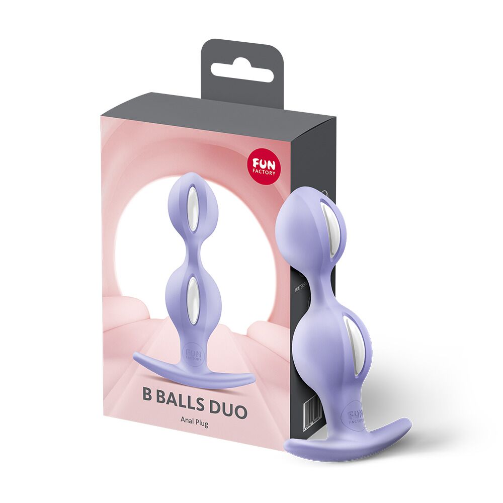 Анальні кульки Fun Factory B BALLS DUO Purple, ефект вібрації, діаметр 3,2 та 3,6 см
