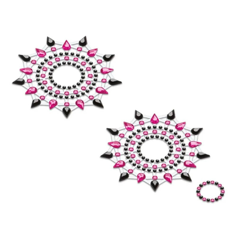 Прикраси зі стразами для грудей Gloria Petits Joujoux, рожево-чорні