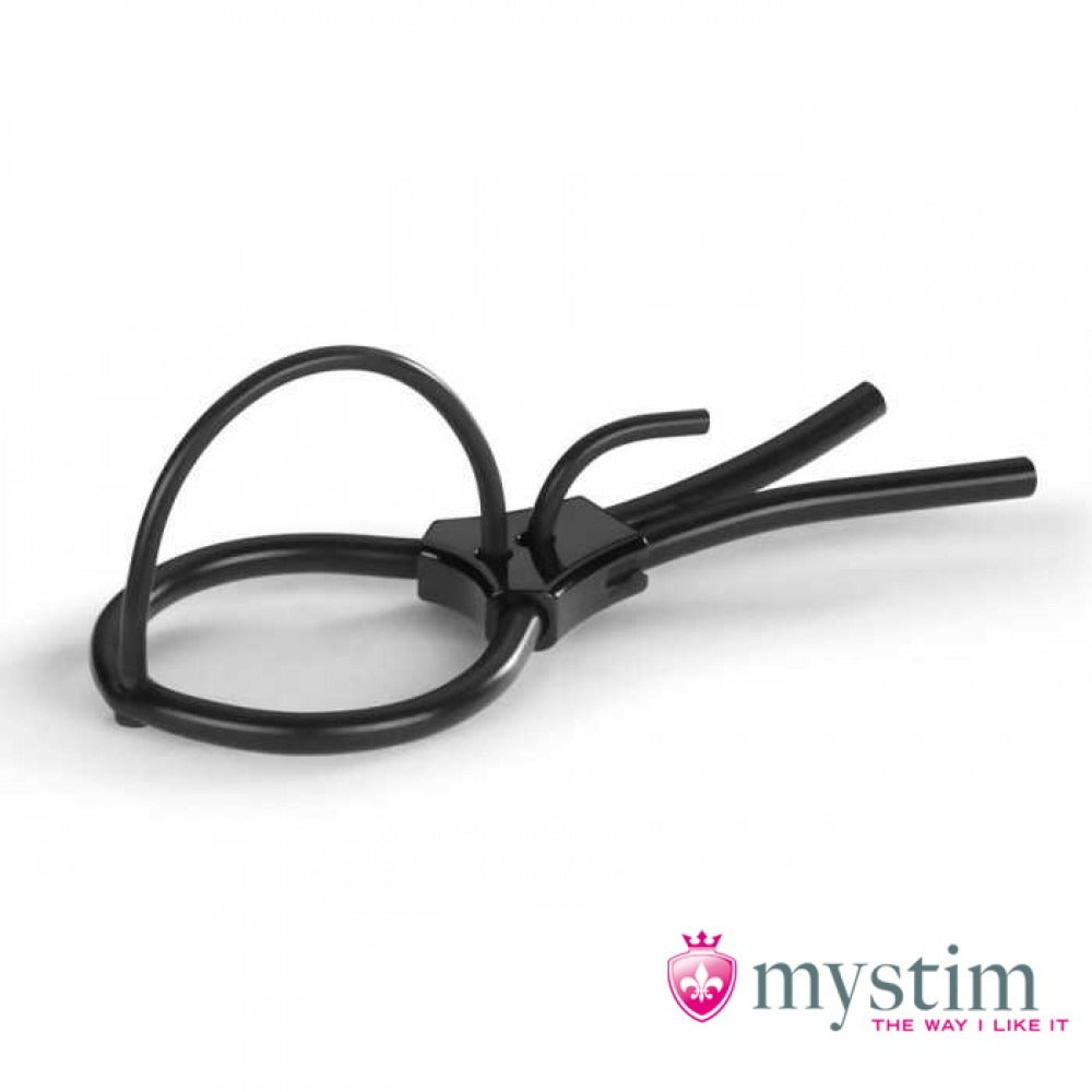 Утяжка для головки пеніса Mystim з електростимуляцією, чорна