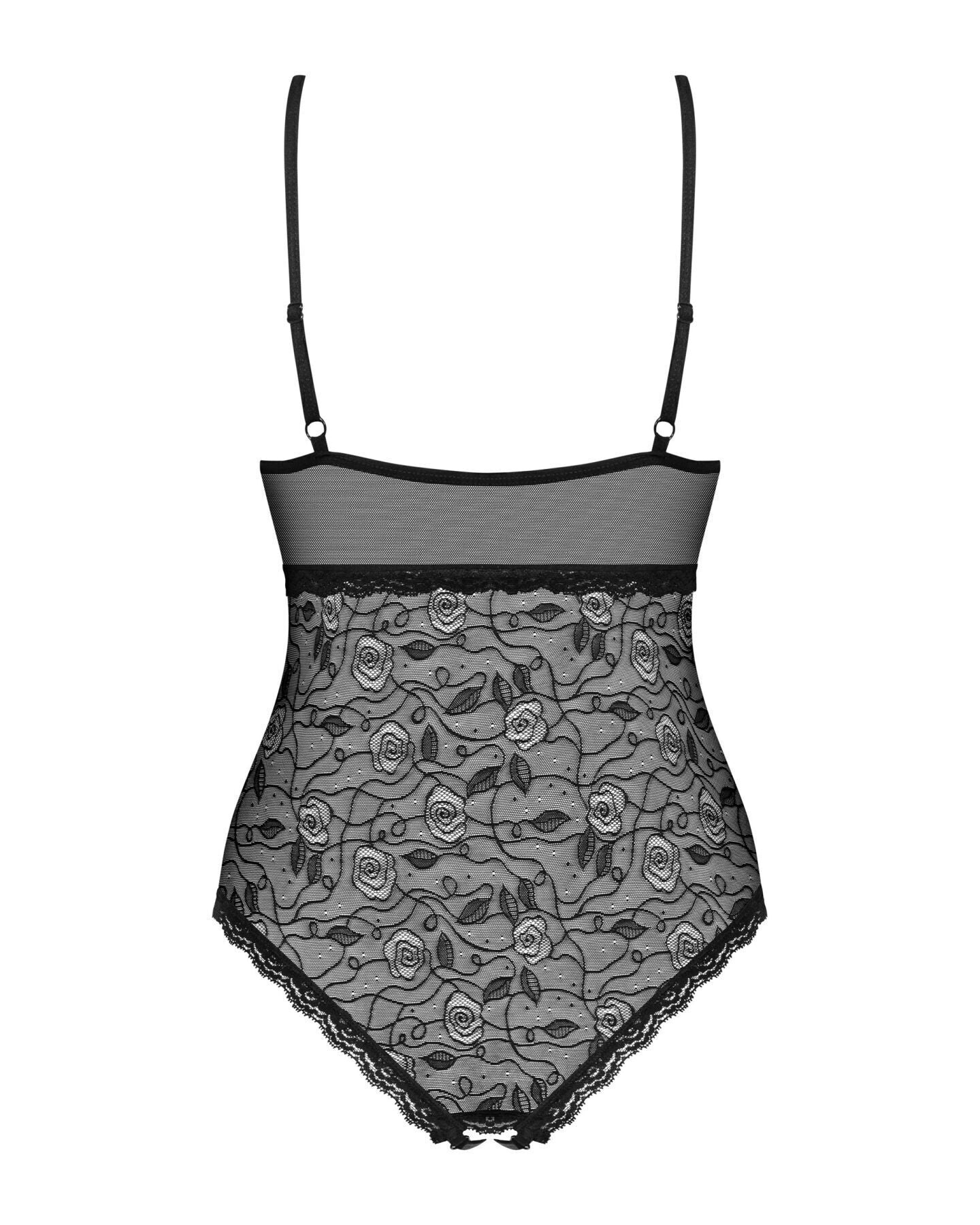 Мереживне боді з доступом Obsessive 818-TED-1 teddy M/L, чорне