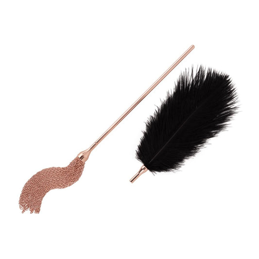 Лоскітка з металевим флогером Rosy Gold - Feather Tickler & Whip