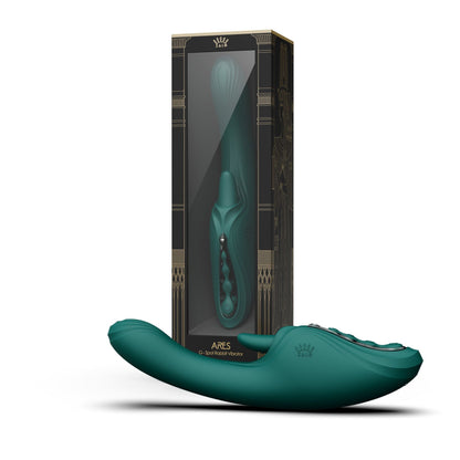 Смарт-вібратор Zalo Ares Turquoise Green, підігрів, 3 мотори, язичок для клітора, стимуляція точки G