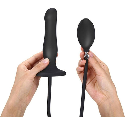 Анальна пробка з накачуванням нереалістична Strap-On-Me чорна, 19 х 6 см