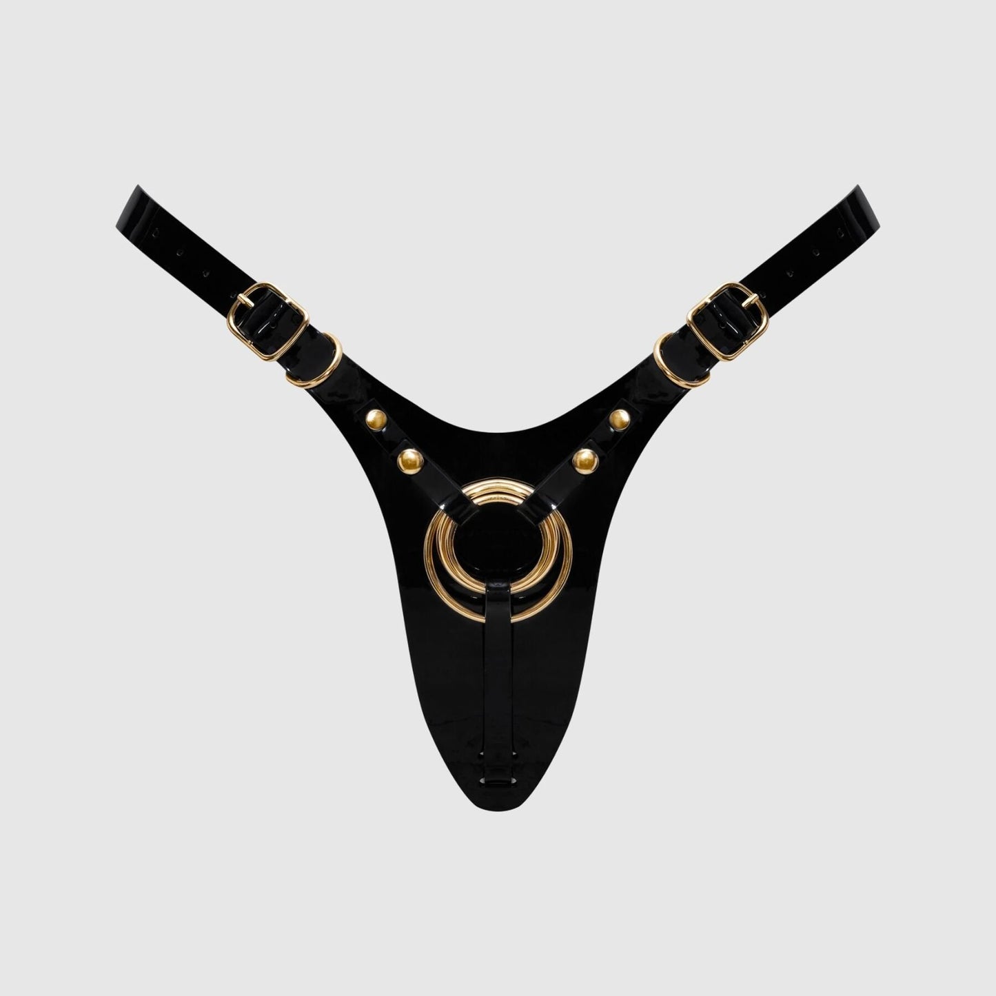 Трусики для страпона Strap-On-Me Leatherette Harness Fabulous - One Size - Black Glossy
