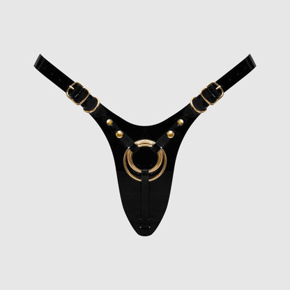 Трусики для страпона Strap-On-Me Leatherette Harness Fabulous - One Size - Black Glossy