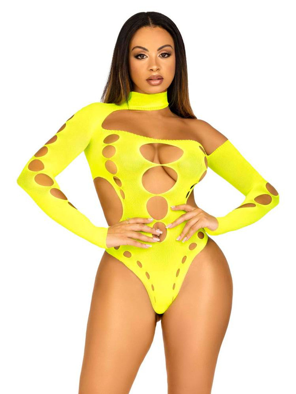 Боді з асиметричними стрінгами Leg Avenue, жовтий O\S