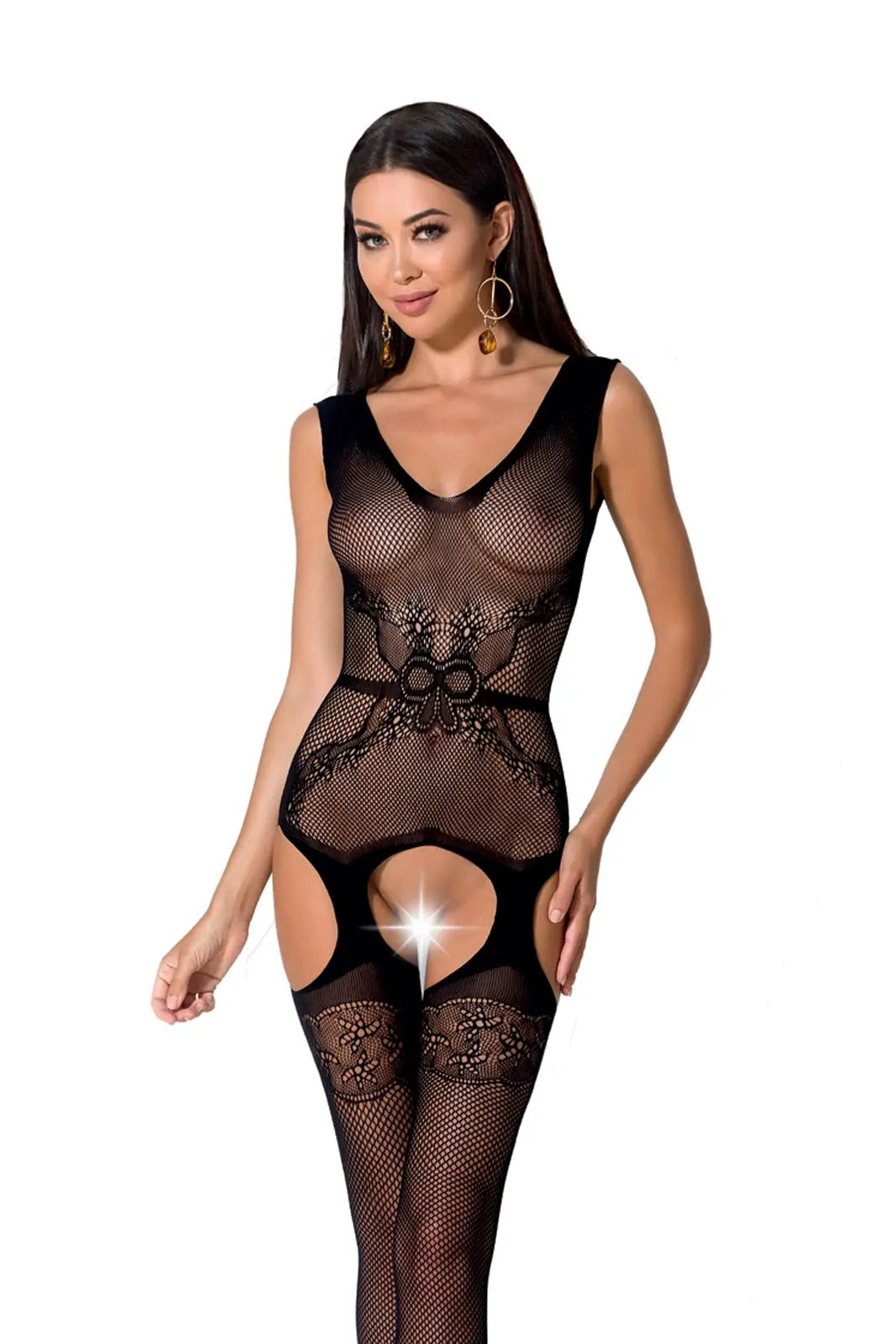 Бодістокінг BS062 black Passion, з відкритим доступом, чорний, S/L