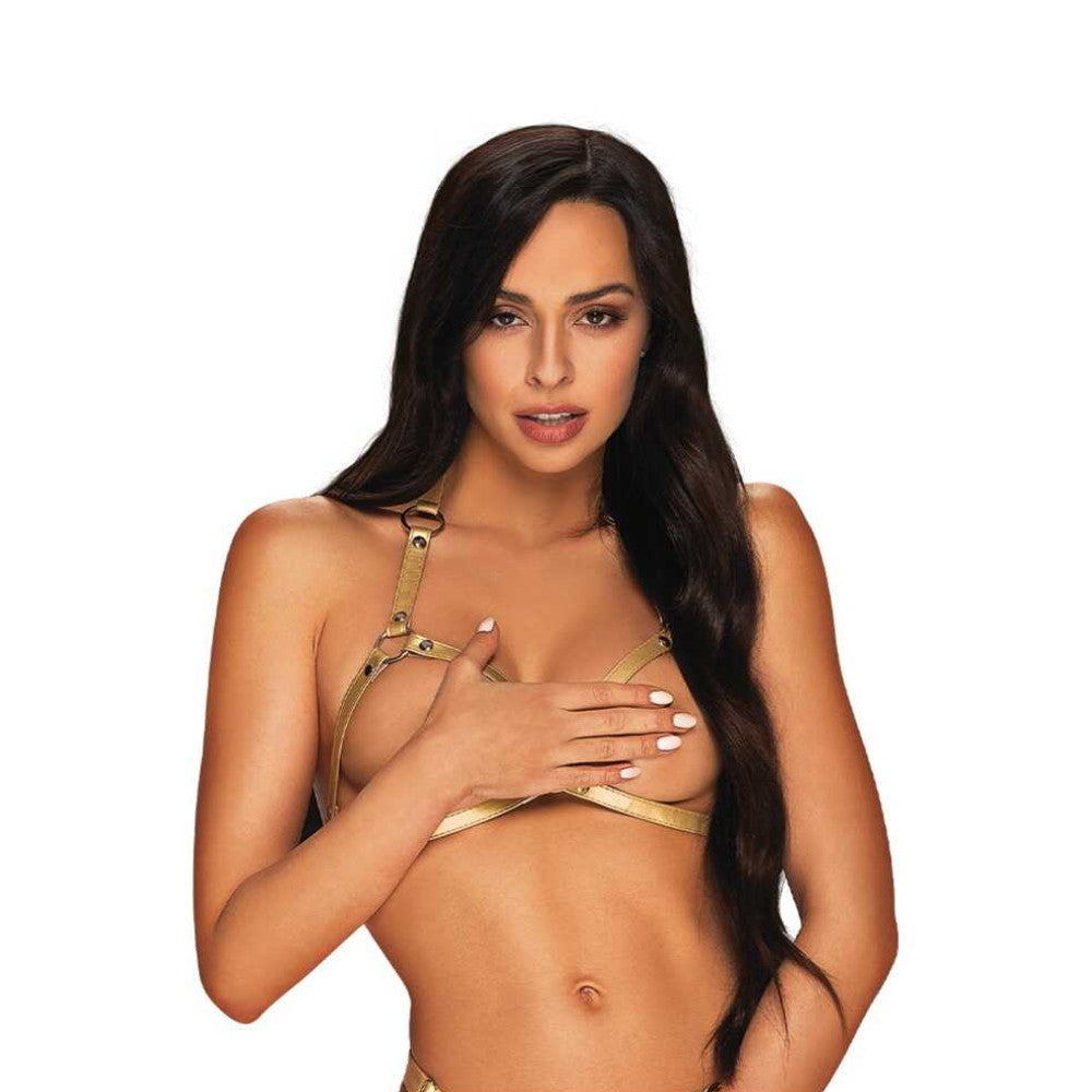 410994 Бюстгальтер-портупея Obsessive A765 S / M / L Золотий