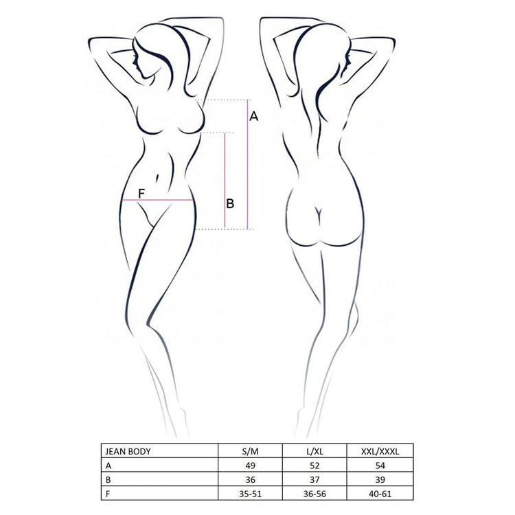Боді монокіні під латекс Passion JEAN BODY XXL/XXXL, black