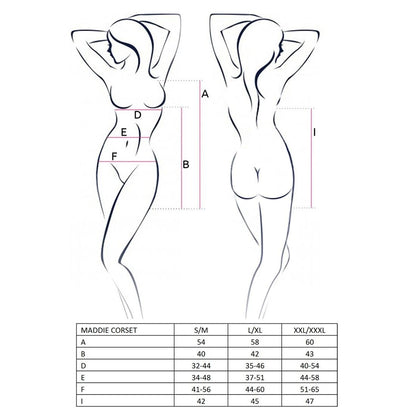 Корсет-сорочка з пажами Passion MADDIE CORSET L/XL, black, трусики
