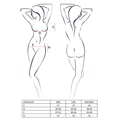 Комплект білизни Passion OFELIA SET OpenBra XXL/XXXL, white, стрінги, відкритий ліф, широкий пояс