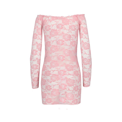 Прозора сорочка з довгим рукавом Passion YOLANDA CHEMISE XXL/XXXL, pink, трусики