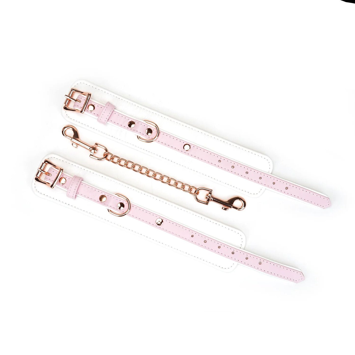 Наручники Liebe Seele White & Pink Fairy Goat Leather Hand Cuffs
