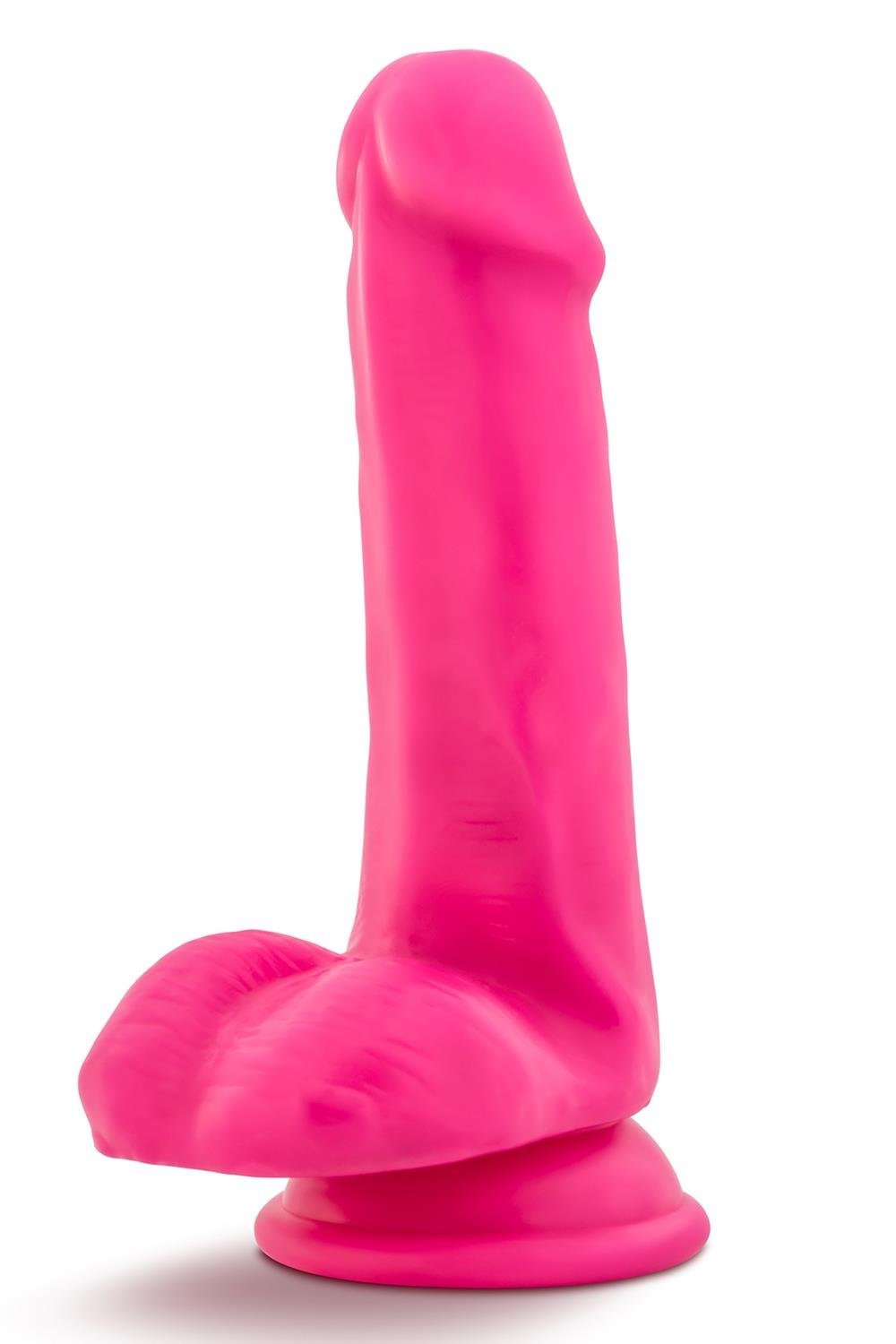 Фалоімітатор подвійної щільності на присосці Blush Neo неоново-рожевий