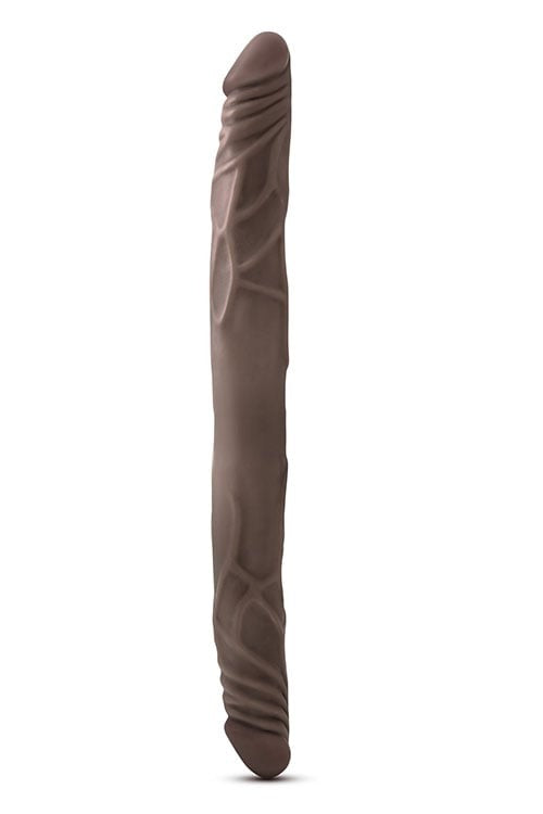 Фалоімітатор двосторонній реалістичний Blush Dr Skin рельєфний, коричневий