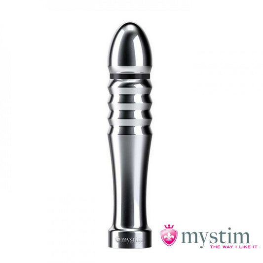 Фалоімітатор з електростимуляцією Mystim срібний, 13 х 2.6 см