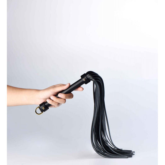 Флогер (батіг) італійська шкіра UPKO з позолотою, чорний