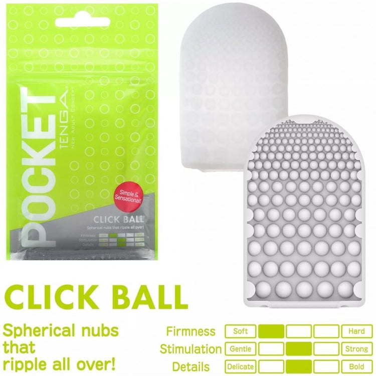 Міні мастурбатор нереалістичний Tenga Pocket Click Ball, з рельєфом, білий