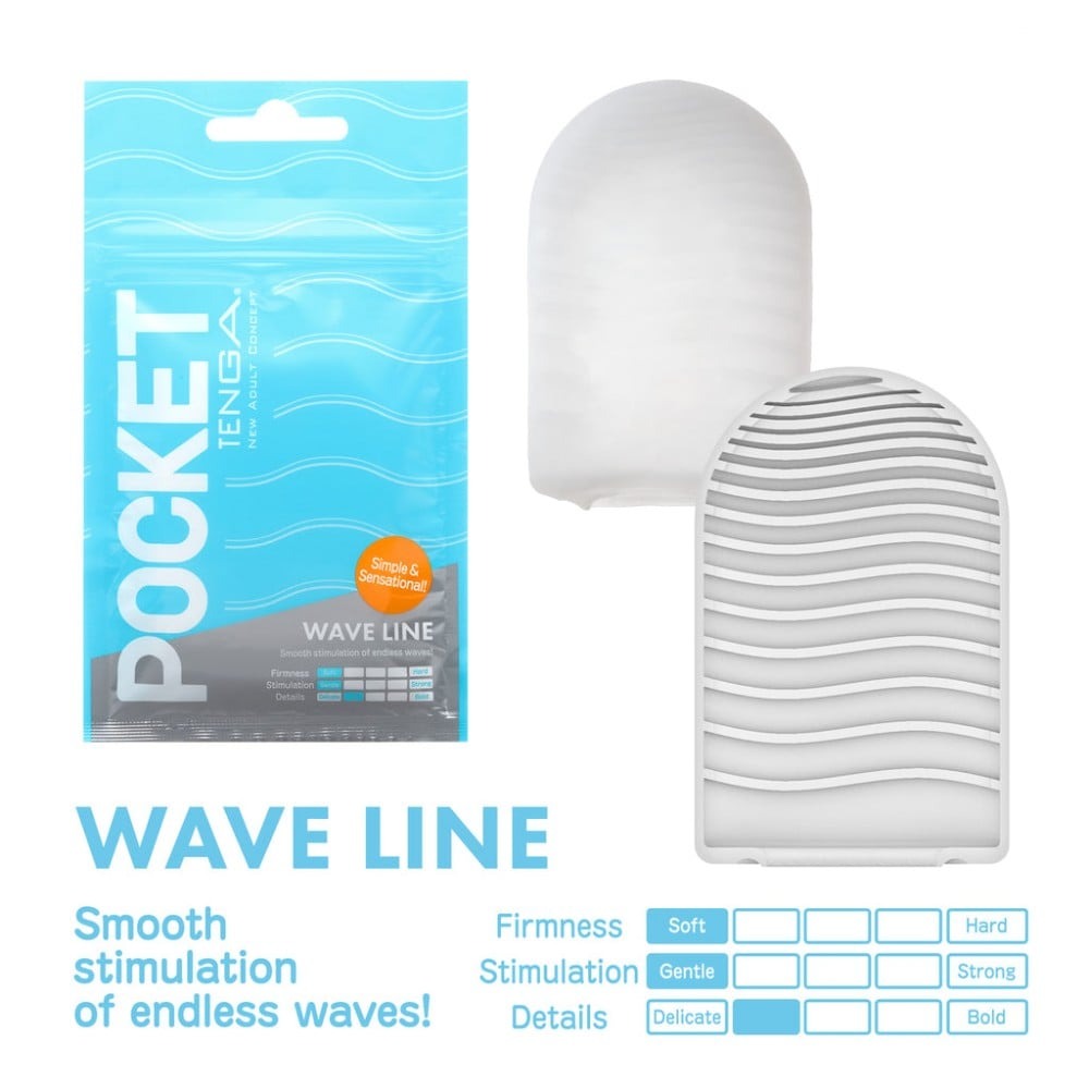 Міні мастурбатор нереалістичний Tenga Pocket Wave Line, з рельєфом, білий