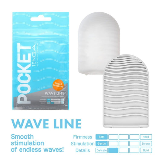 Міні мастурбатор нереалістичний Tenga Pocket Wave Line, з рельєфом, білий