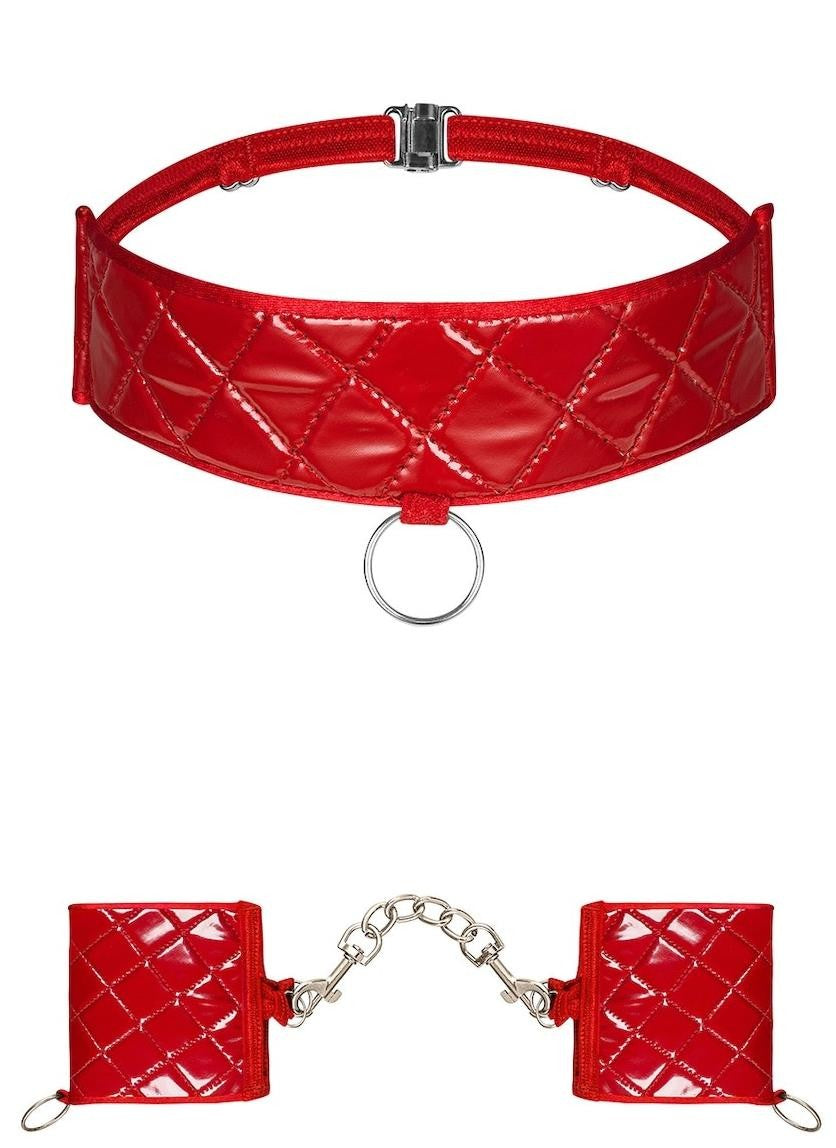 Набір з нашийників та наручників Obsessive Hunteria cuff & chocker O/S