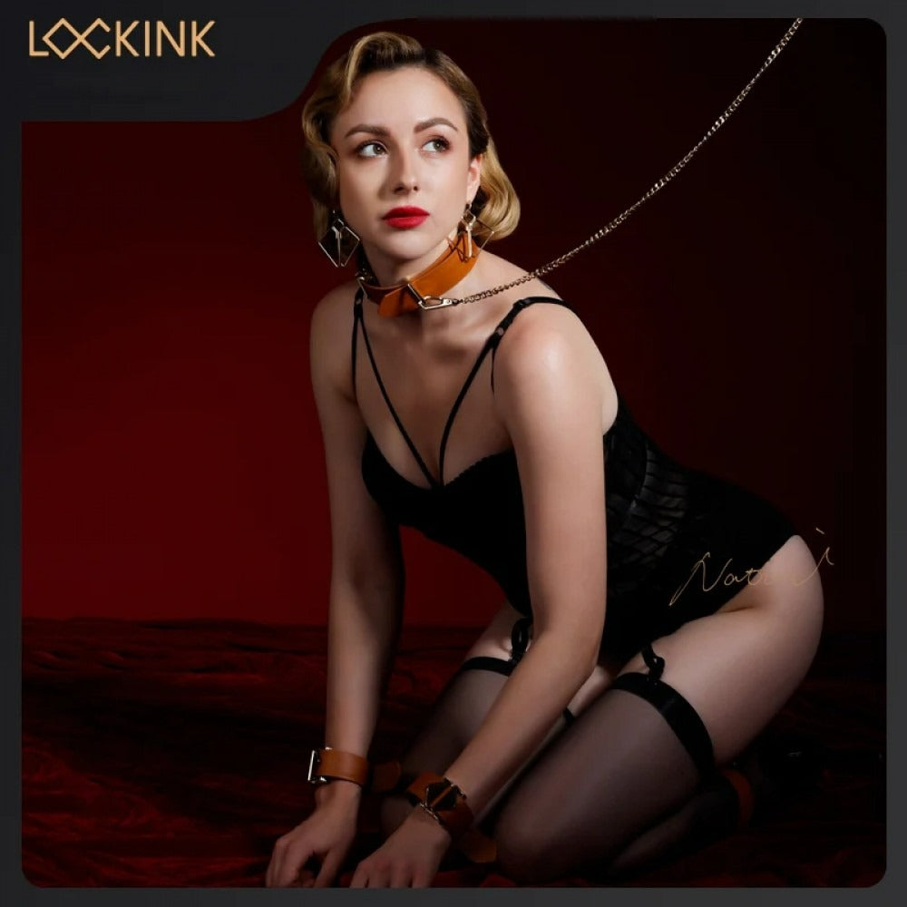 Нашийник з повідцем шкіра Коричневий Lockink