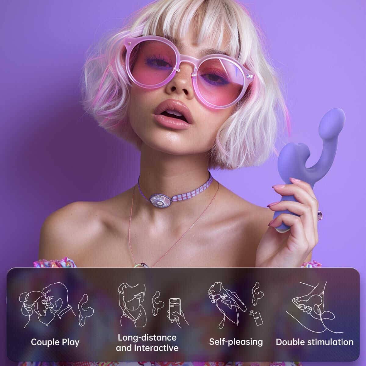 Смарт-вібратор Magic Motion Ponder Purple, подвійна стимуляція, віброяйце+язичок для клітора