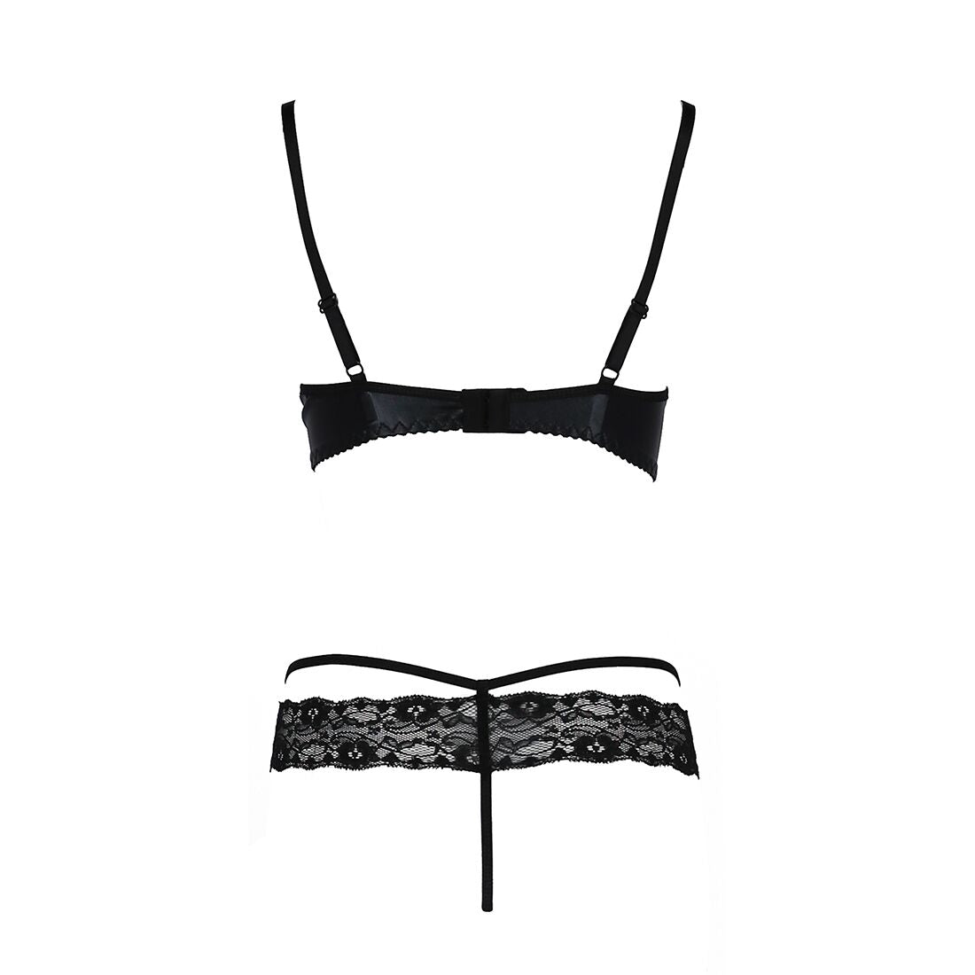 Комплект білизни Passion Exclusive NORTH SET L/XL, black, ліф і трусики з елементами під латекс
