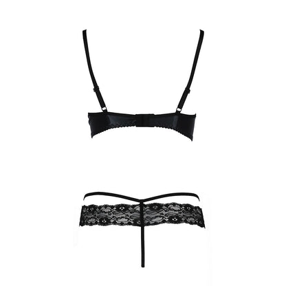 Комплект білизни Passion Exclusive NORTH SET L/XL, black, ліф і трусики з елементами під латекс