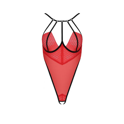 Боді з високим вирізом стегна Passion Exclusive AKITA BODY S/M, red
