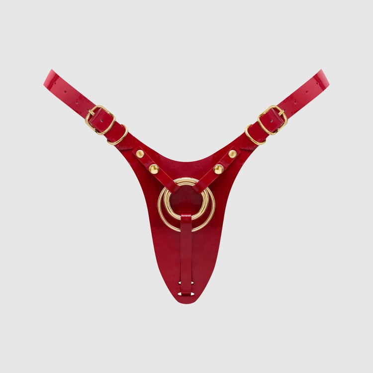Трусики для страпона Strap-On-Me Leatherette Harness Fabulous - One Size - Red Glossy