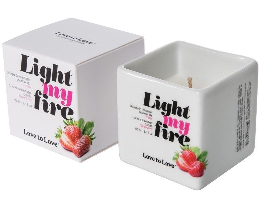 Масажна свічка Love To Love LIGHT MY FIRE Strawberry (80 мл) без парабенів і консервантів