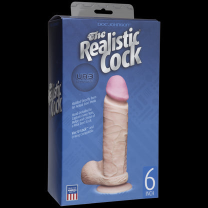 Фалоімітатор Doc Johnson The Realistic Cock 6 inch White – ULTRASKYN, Vack-U-Lock, діаметр 4,3 см