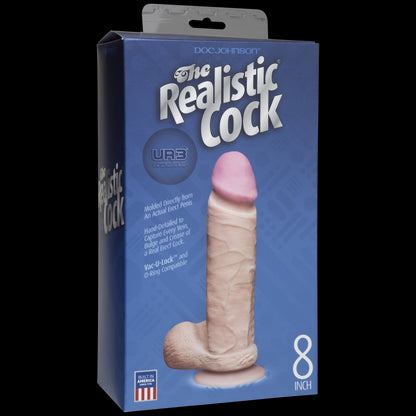 Фалоімітатор Doc Johnson The Realistic Cock 8 inch White - ULTRASKYN, Vack-U-Lock, діаметр 5,1 см
