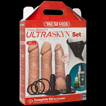 Набір для страпона Doc Johnson Vac-U-Lock Dual Density UltraSKYN Set, діаметр 3×4,5см